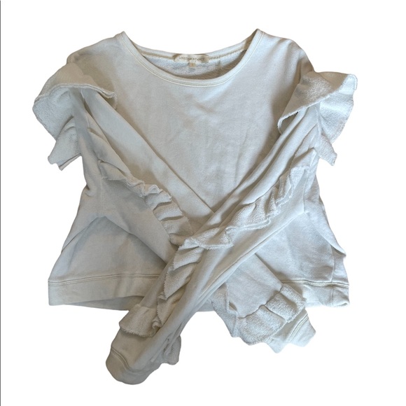LoveShackFancy Cropped Ruffle Sweatshirt S - Picture 2 of 4